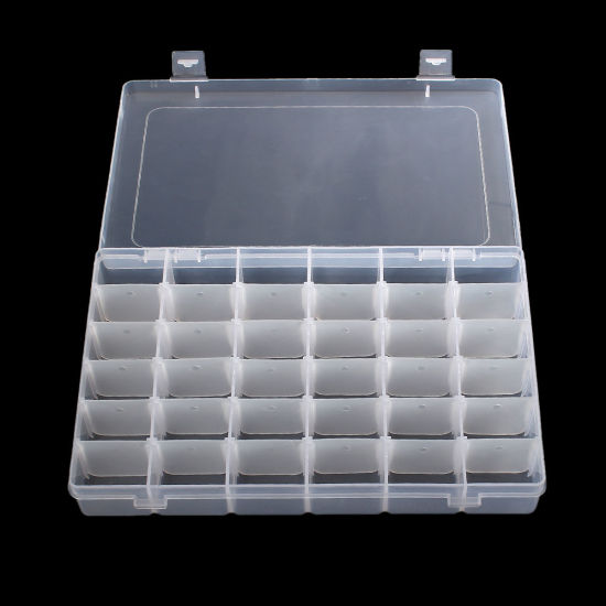 Bild von Plastik Perlenbox Einstellbar Perlenbox Sortierbox Rechteck Transparent 27.3cm x18.5cm 1 Stück (36 Fächer)