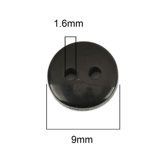 Picture of Resin Sewing Buttons Scrapbooking 2 Holes Round Black 9mm( 3/8") x 2mm( 1/8"), 500 PCs