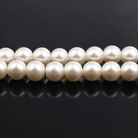 Picture of Glass Pearl Imitation Beads Round Pink About 10mm Dia, Hole: Approx 1mm, 82cm long, 2 Strands (Approx 90 PCs/Strand)