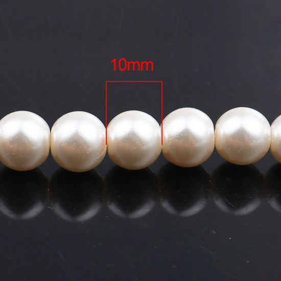 Picture of Glass Pearl Imitation Beads Round Pink About 10mm Dia, Hole: Approx 1mm, 82cm long, 2 Strands (Approx 90 PCs/Strand)