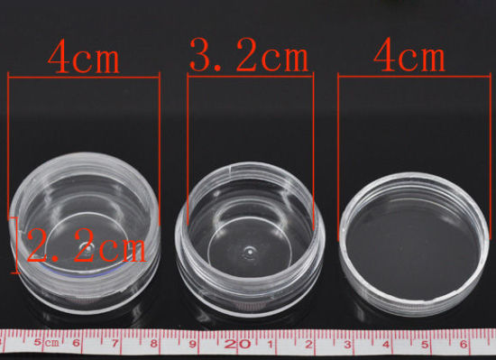 Picture of Plastic Beads Organizer Container Storage Box Round Transparent 4cm(1 5/8") x 4cm(1 5/8"), 10 PCs