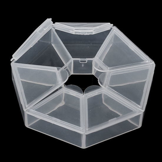 Bild von Plastik Perlenbox Sortierbox mit 7 Fächer Transparent 8.4cm x8.3cm 2 Stück