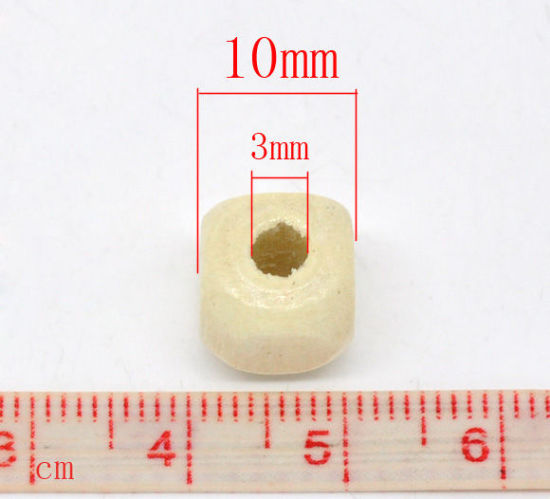 Immagine di Legno Separatori Perline Cubo Naturale Nulla Disegno Circa 10mm x 10mm, Foro: Circa 3mm, 200 Pz