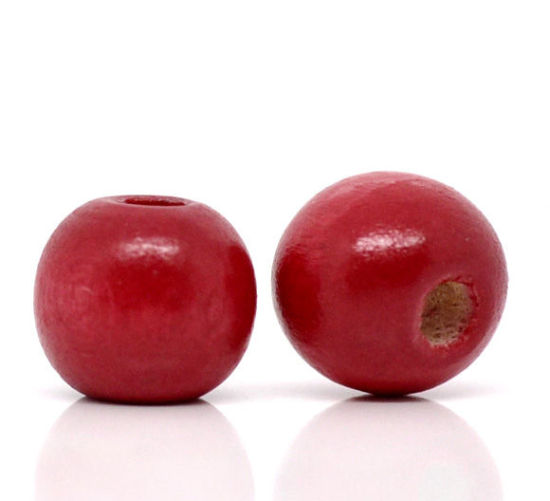 Изображение Бусины-разделители Круглые 10mm x 9mm из Древесины Окрашенные Красные,проданные 200 шт