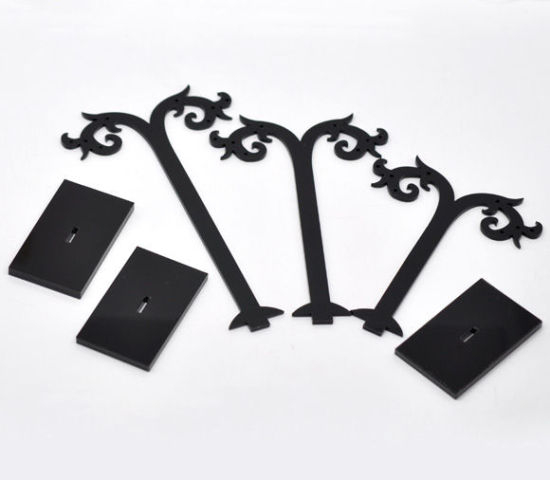Picture of Acrylic Jewelry Earrings Display Rack Stand Tree Shaped Black 13cm x5cm(5 1/8" x2") - 8cm x5cm(3 1/8" x2"), 1 Set(3 PCs)