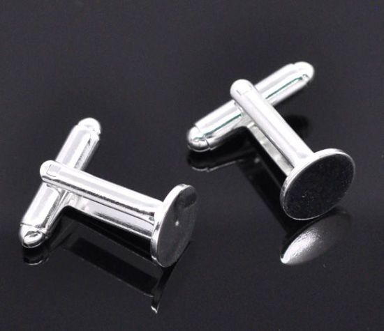Immagine di Rame Camicia Basi Tondo Argento Placcato 25mm x 10mm, 10 Pz