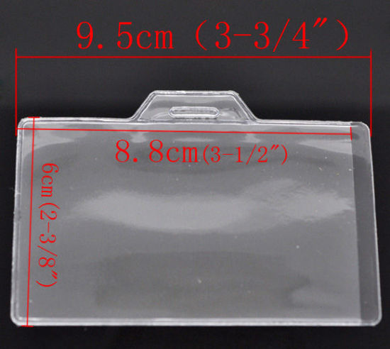 Picture of Clear Horizontal Plastic ID Card Badge Holder 9.2cm x6.8cm(3 5/8" x2 5/8"), sold per packet of 50