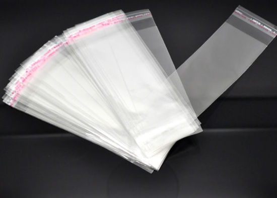 Bild von ABS Plastik Selbstklebender Beutel Rechteck Transparent mit Rundloch (Nutzfläche: 11.5x5cm) 16cmx5cm 200 Stück