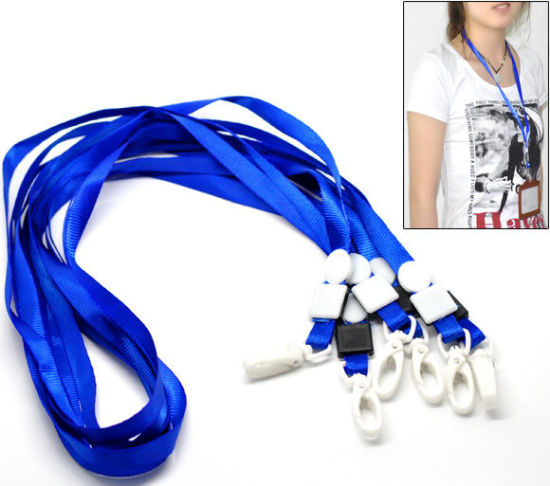 Bild von Polyester ID-Karte-Halter Halsband Umhängeband Schlaufe Band Blau 43cm lang, 20 Stück