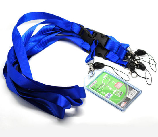 Bild von Polyester ID-Karte Halsband Umhängeband Schlaufe Blau 57cm lang, 5 Stück