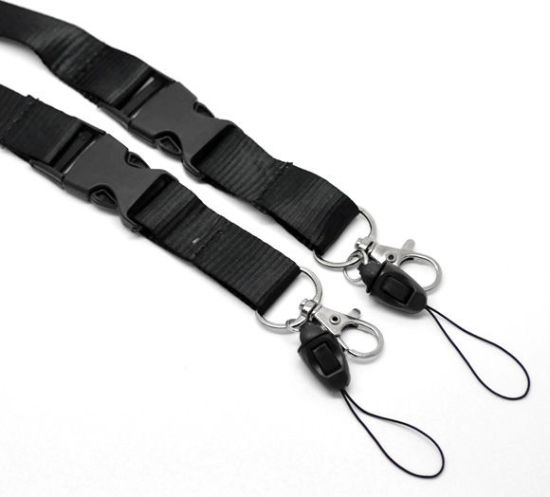 Bild von Polyester ID-Karte Halsband Umhängeband Schlaufe Schwarz 57cm lang, 5 Stück