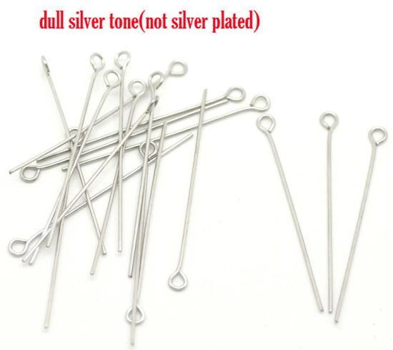 Bild von Silberfarbe Edelstahl Nietstifte mit Öse 4cm(1-5/8"),verkauft eine Packung mit 200 