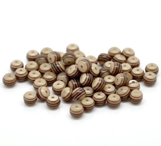 Picture of Resin Bubblegum Beads Ball White Stripe Pattern About 6mm Dia, Hole: Approx 1.2mm, 500 PCs