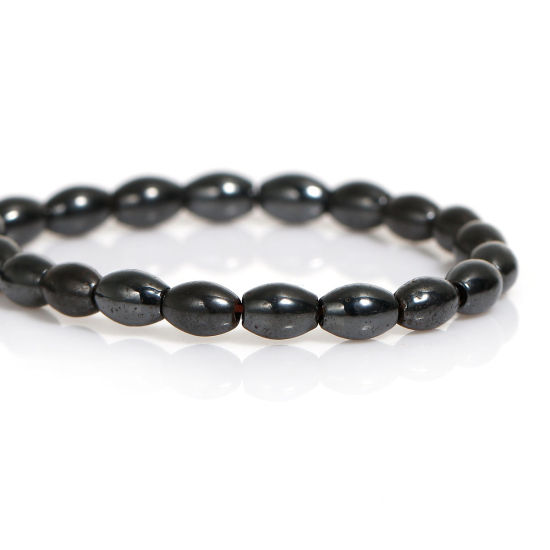 Picture of 3 Strands Gunmetal Oval Hematite Loose Beads 6x4mm(1/4"x1/8")