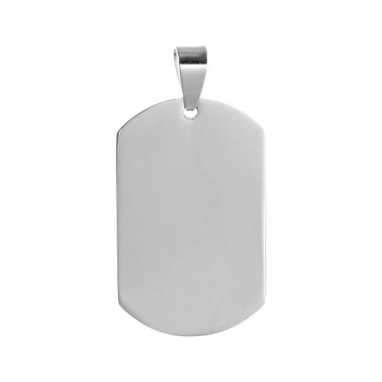 Picture of 3 PCs 304 Stainless Steel Blank Stamping Tags Pendants Rectangle Silver Tone Double-sided Polishing 4.3cm x 2.2cm
