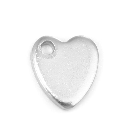 Bild von 304 Edelstahl Leere Stempeletiketten Charms Herz Silberfarbe Rollen polieren 10mm x 9mm, 50 Stück