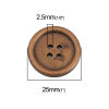 Picture of Wood Sewing Buttons Scrapbooking 4 Holes Round Light Coffee 25mm(1") Dia, 50 PCs