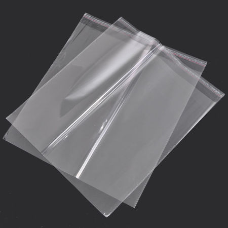 Immagine di ABS Buste Bustine Plastica Confezioni Chiusura Adesiva Rettangolo Trasparente (Spazio Utilizzabile 32cm x 33cm) 32cm x 36cm, 50 Pz