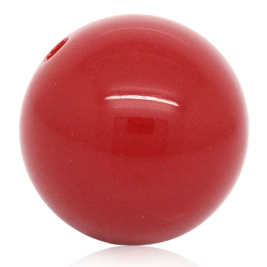 Bild von Acryl Undurchsichtig Perlen Ball Rot Poliert ca 20mm D Loch:ca 2.8mm 20 Stück