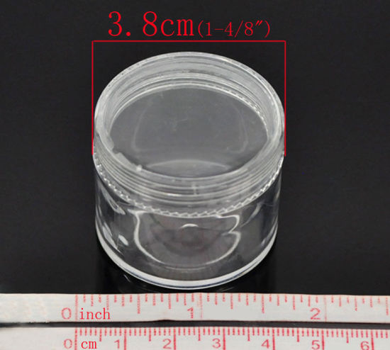 Image de Boîte de Rangement en Plastique Rond Transparent 3.8x3.3cm, 6 PCs 
