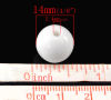 Picture of Acrylic Opaque Bubblegum Beads Round White About 14mm Dia, Hole: Approx 2.4mm, 100 PCs