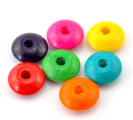 Cuentas Madera de Plano Redondo,Mixto 14mm x 6mm, Aguero: acerca de 3.8mm, 200 Unidades