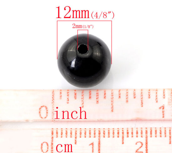 Immagine di Acrilato Separatori Perline Palla Nero Circa 12mm Dia, Foro: Circa 2mm, 100 Pz