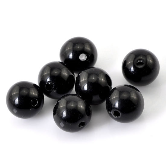 Immagine di Acrilato Separatori Perline Palla Nero Circa 12mm Dia, Foro: Circa 2mm, 100 Pz