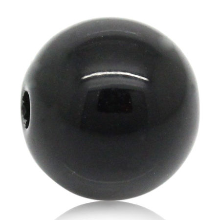 Picture of Acrylic Bubblegum Beads Ball Black Polished About 8mm Dia, Hole: Approx 2mm, 500 PCs