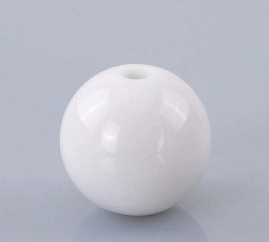 Bild von Acryl Perlen Ball Weiß Poliert 12mm D Loch:ca 2mm 100 Stück