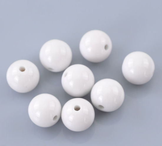 Bild von Acryl Perlen Ball Weiß Poliert 12mm D Loch:ca 2mm 100 Stück