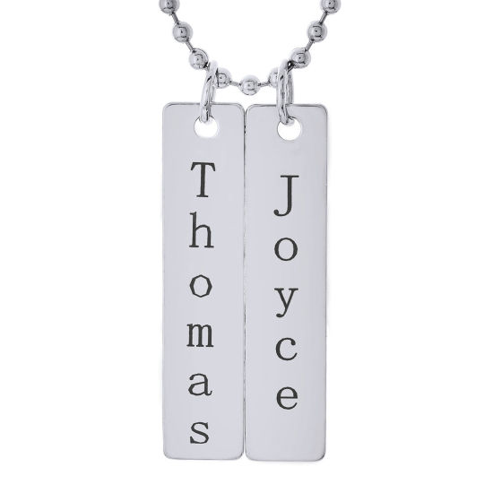 Picture of 304 Stainless Steel Blank Stamping Tags Pendants Rectangle Silver Tone Roller Burnishing 3.8cm x 16mm, 10 PCs