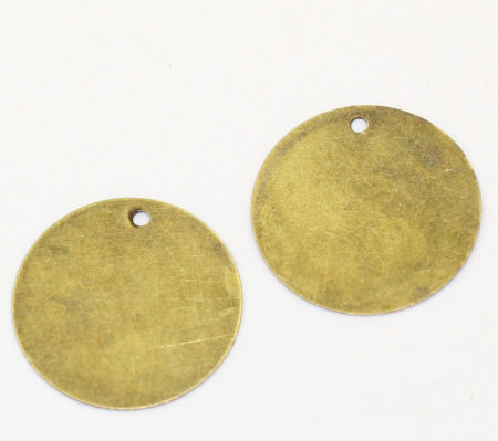 Imagen de Hierro Colgantes Charms Ronda Tono Bronce 20mm Dia, 200 Unidades