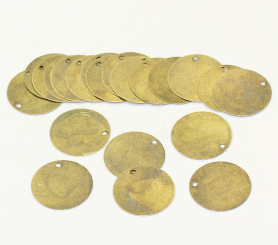 Picture of Iron Based Alloy Charms Round Antique Bronze 20mm( 6/8") Dia, 200 PCs