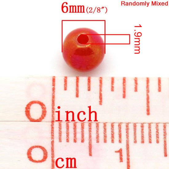 Image de Perle Bubblegum en Acrylique Balle Couleur au Hasard Couleur AB Brillant 6mm Dia, Taille de Trou: 1mm, 500 PCs
