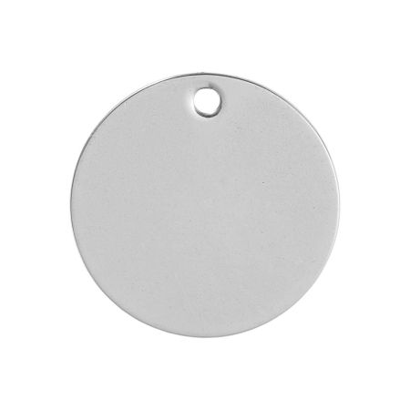 Picture of 304 Stainless Steel Blank Stamping Tags Pendants Round Disc Silver Tone One-sided Polishing 20mm Dia., 10 PCs