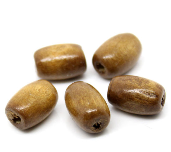 Picture of Natural Wood Spacer Beads Cylinder Light Coffee About 12mm x 8mm, Hole: Approx 2.7mm, 300 PCs