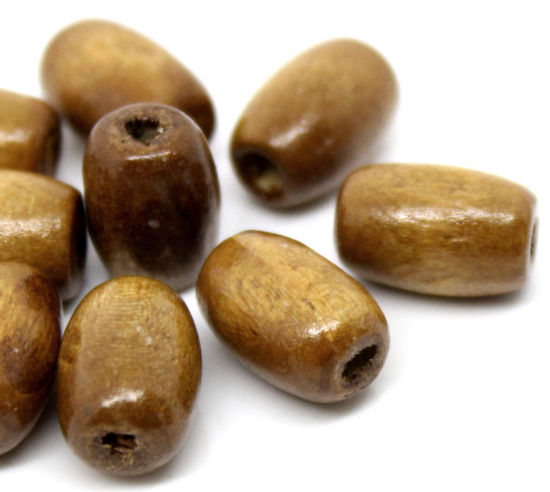 Picture of Natural Wood Spacer Beads Cylinder Light Coffee About 12mm x 8mm, Hole: Approx 2.7mm, 300 PCs