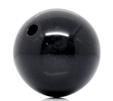Immagine di Acrilato Opaco Perline Palla Nero Lucidato Circa 20mm Dia, Foro: Circa 2.6mm, 20 Pz