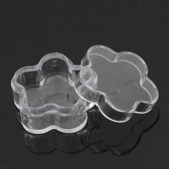 Image de Boîte de Rangement en Plastique Fleur Transparent 3.2cm x 3.1cm, 12 PCs