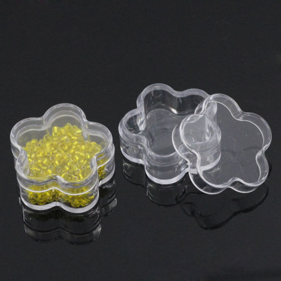 Image de Boîte de Rangement en Plastique Fleur Transparent 3.2cm x 3.1cm, 12 PCs