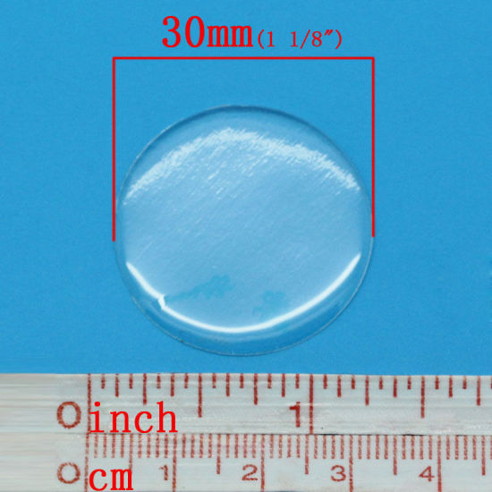 Picture of Resin Dome Cabochon Stickers Round Clear Transparent 3cm(1 1/8") Dia, 1 Sheet(Approx 35 PCs/Sheet)