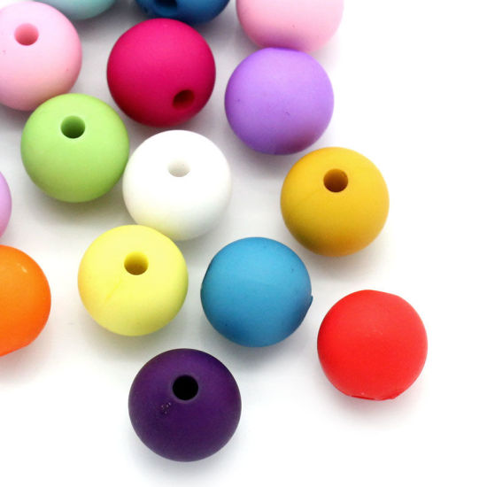 Picture of Acrylic Opaque Bubblegum Beads Round At Random Mixed About 10mm Dia, Hole: Approx 2mm, 100 PCs