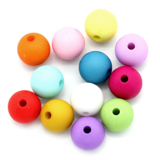 Image de Perle Bubblegum en Acrylique Opaque Rond Couleur au Hasard 10mm Dia, Taille de Trou: 2mm, 100 PCs