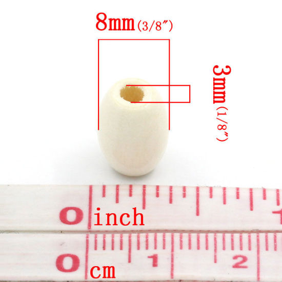 Picture of Natural Wood Spacer Beads Oval Ivory 12x8mm,Hole:Approx 3mm,300PCs