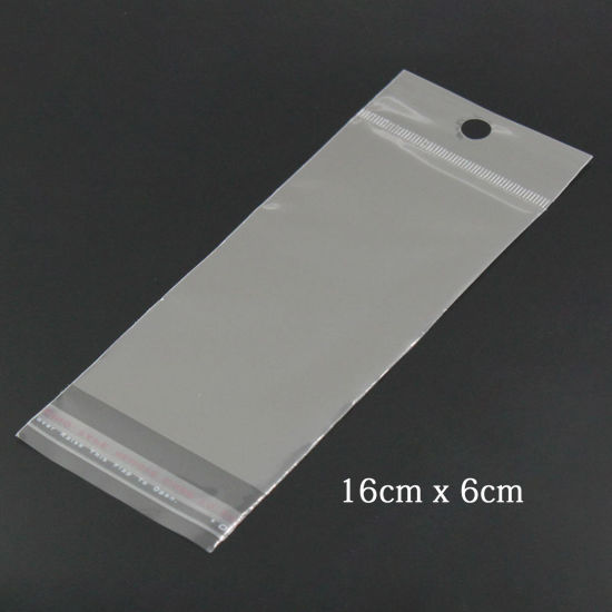 Bild von ABS Plastik Selbstklebender Beutel Rechteck Transparent mit Rundloch (Nutzfläche 12.2cmx6cm) 16cmx6cm 200 Stück