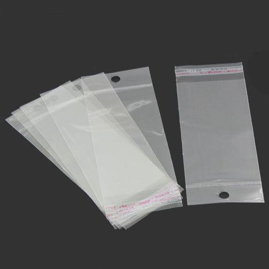 Bild von ABS Plastik Selbstklebender Beutel Rechteck Transparent mit Rundloch (Nutzfläche 12.2cmx6cm) 16cmx6cm 200 Stück