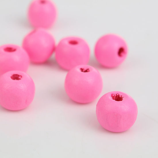 Picture of Natural Wood Spacer Beads Round Pink Dyed 10mm Dia,Hole:Approx 3mm,200PCs