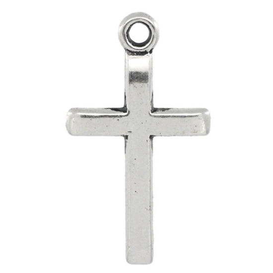 Picture of Zinc Based Alloy Easter Charms Cross Antique Silver Color 24mm(1") x 14mm( 4/8"), 60 PCs