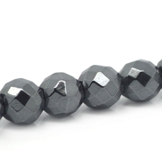Picture of Hematite Loose Beads Ball Round Gunmetal Faceted 6mm Dia,39cm(15 3/8") long,1 Strand(approx 70PCs)